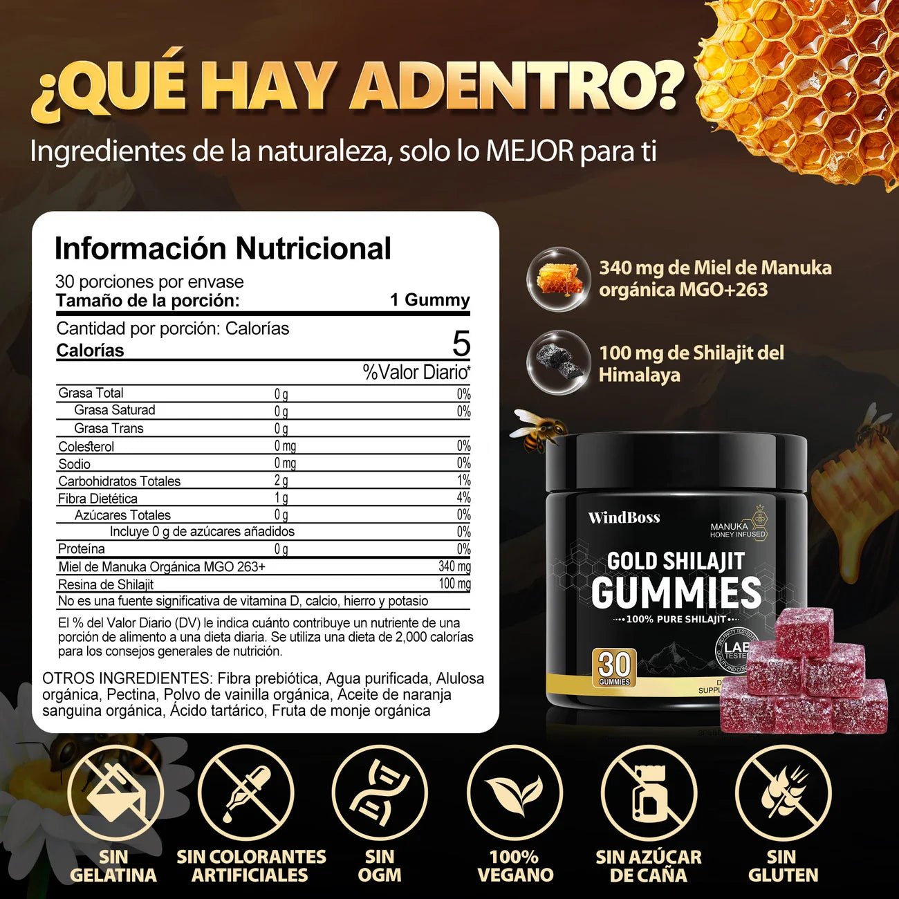 Gold Shilajit™ Gomitas de Shilajit Puro