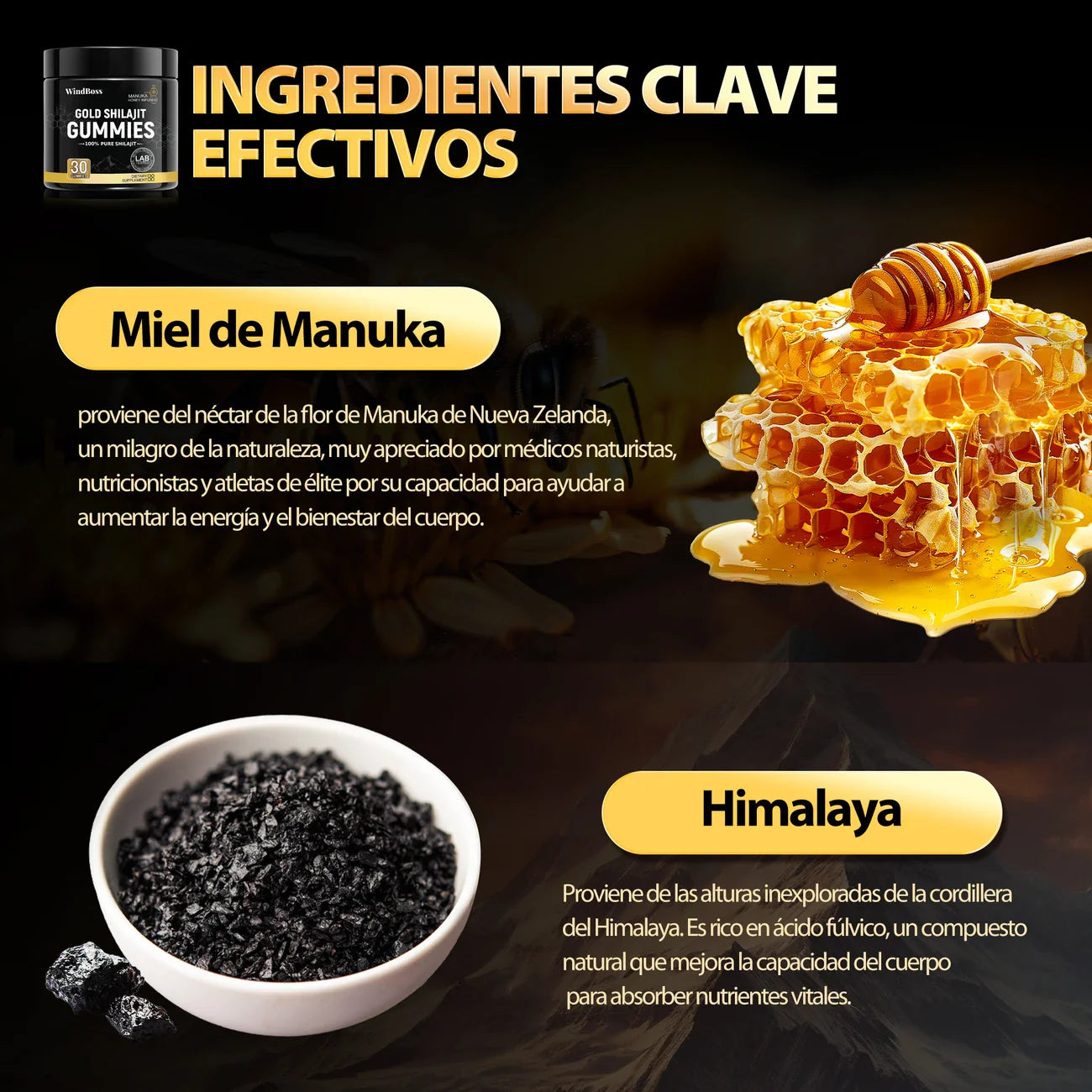 Gold Shilajit™ Gomitas de Shilajit Puro